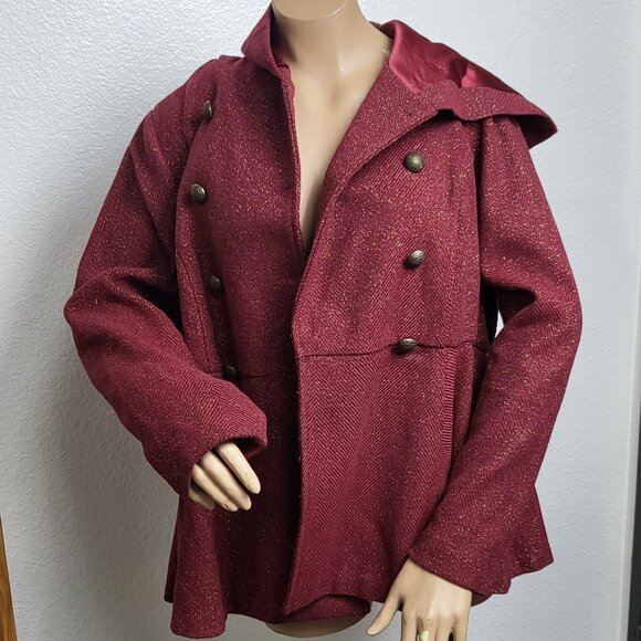 Game of Thrones House of the Dragon red and gold sparkly ladies wool coat size 1 - Picture 1 of 8
